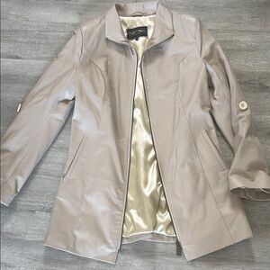 Ada & MOD genuine lamb leather Sz L tailored tan jacket zipper coat